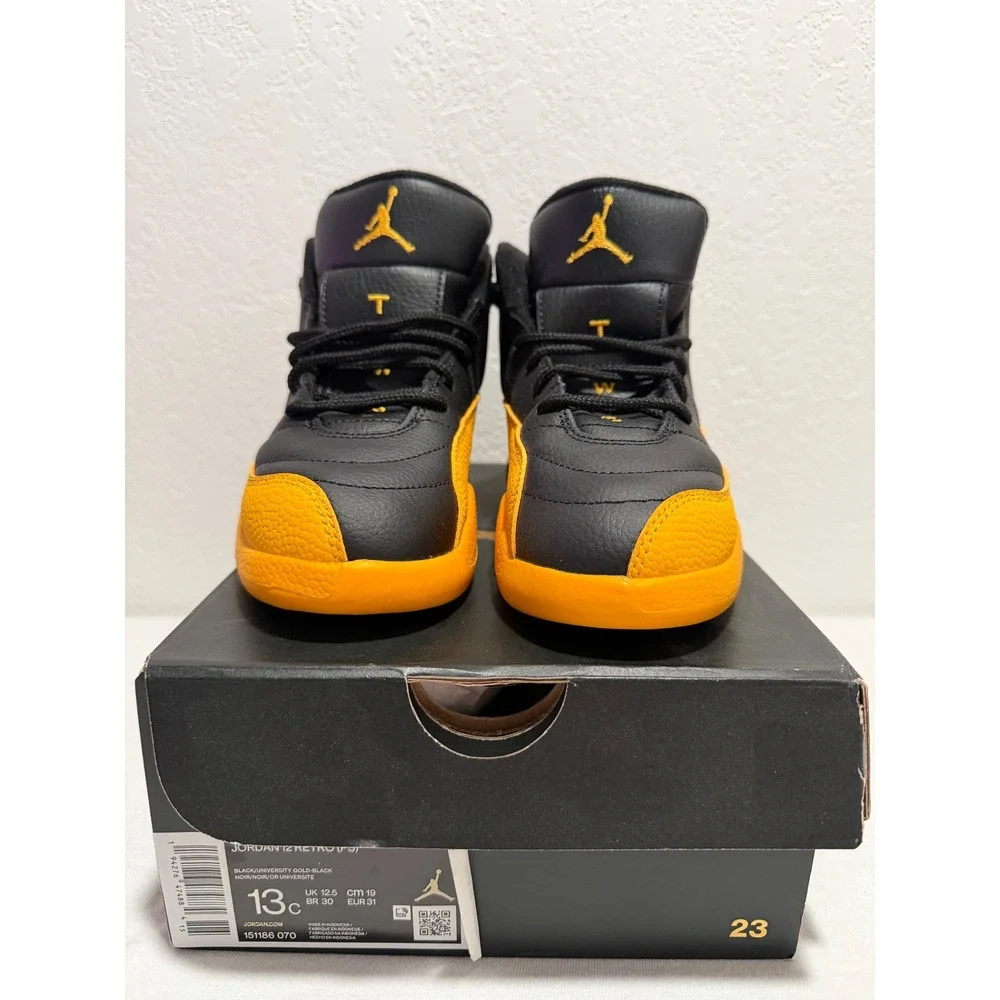 Jordan 12 Retro PS University Gold Black Sneakers 151186-070 Size 13C